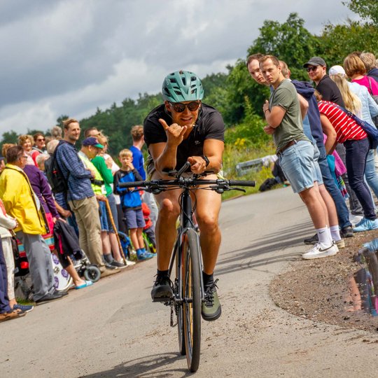 Zweite Disziplin: 20 Kilometer Radfahren.